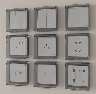 Modern switch socket waterproof switch socket box 3d model