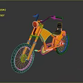 Modern Orange Bicycle With Black Handlebars Seat And Red Headlight 3d model