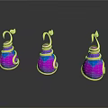 Shiny Teardrop Earrings With Purple Pink Gradient And Golden Decorative Rings