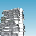 Modern High Rise Office Building Exterior Design With Balconies And Greenery