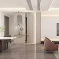 Modern Living And Dining Room Interior Design With Beige Sofa TV Wall And Floor Lamp
