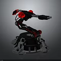 Modern Black and Red Robotic Arm with Stable Base Flexible Joints and Tool End 3d model