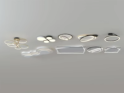 Modern Minimalist Ceiling Lights With Circular Square And Ring Shaped Designs 3d model