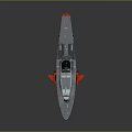 Gray Warship Model With Red Supports And Number 111 On Gray Hull