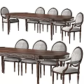 Classic Solid Wood Dining Table And Chairs Set With Carved Details And Upholstered Seats