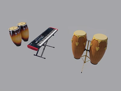 High Quality Musical Instruments Including Keyboard Congas Bongos And Percussion Gear 3d model