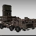 Military Function Trucks With Missile Launcher Systems Camouflage Paint Multiple Wheels And Two Units 3d model