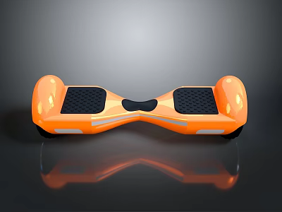 Orange Hoverboard Featuring Dual Pedals Black Non Slip Pads And Reflective Strips 3d model