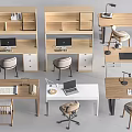 Modern Desk Designs With Wooden And White Surfaces Chair Lamp Laptop And Storage