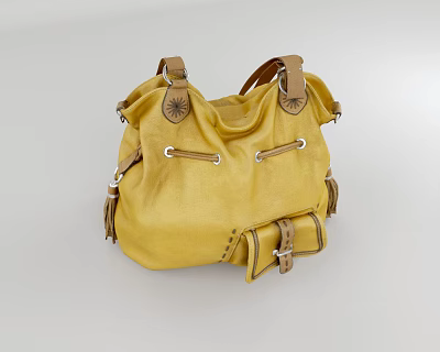 Yellow Leather Handbag With Brown Accents Shoulder Straps And Buckles Design 3d model Yellow Leather Handbag With Brown Accents Shoulder Straps And Buckles Design 3d model