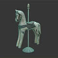 Decorative Carousel Horse Ornament Set For Home Decor With Vintage Design And Blue Base