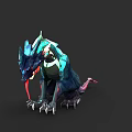 Fantasy Reptile 3D Model With Blue Green Body Spiked Back And Red Tongue