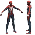 A Man In Red Blue Spider Man Suit Front And Side View With Extended Arms