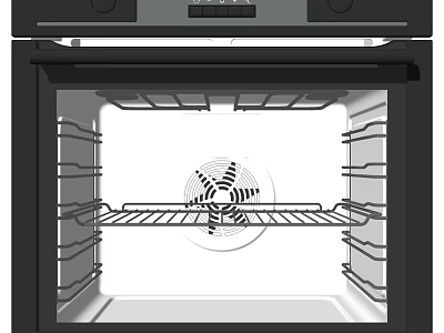 Modern Kitchen Oven Interior With Rack Fan And Heating Elements 3d model