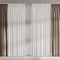 Elegant Textured White and Brown Curtains for Modern Home Window Decor 3d model