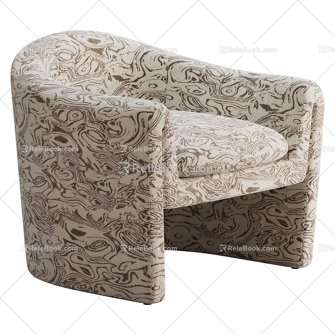 Anthropologie European-style Fabric Leisure Chair 3d model