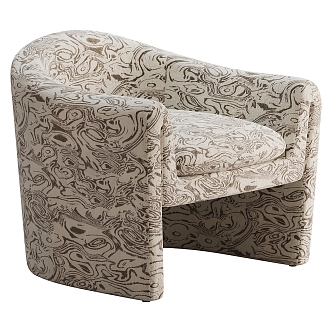 Anthropologie European-style Fabric Leisure Chair 3d model