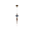 Elegant Diamond Shaped Chandelier With Blue Copper Accents And Crystal Tassels