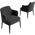 Modern Black Upholstered Dining Chairs With Armrests And Slim Legs 3d model