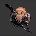 Fantasy Game Character With Orange Hair Blue Black Outfit Black Tail And Long Sword