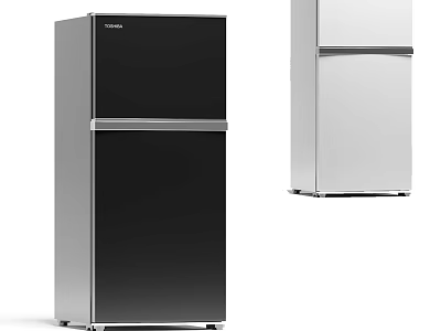 Black and Silver Double Door Refrigerators Modern Design Home Kitchen Appliances 3d model