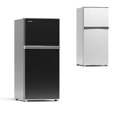 Black and Silver Double Door Refrigerators Modern Design Home Kitchen Appliances 3d model