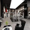 Modern Hair Beauty Salon Interior Design With Styling Chairs And Red Gray Decor
