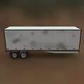White Cargo Trailer With Stained Metal Surface And Dual Wheels