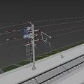 Rail operation platform contact net frame line car rail car contact net car 3d model
