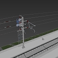 Rail operation platform contact net frame line car rail car contact net car 3d model