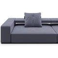 Modern Modular Sofa Set In Gray And Blue With Multiple Checkerboard Pattern Pillows 3d model