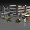 Organized Office Environment With Desks Bookshelves Comfortable Chairs And Essential Office Appliances