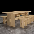 Modern Simple Wooden Dining Table and Bench Set with Natural Home Design