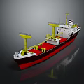 Red And White Cargo Ship With Yellow Cranes For Maritime Transportation