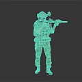 Tactical Game and Movie Character in Camouflage Uniform Holding Rifle with Helmet