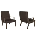 Brown Leather Accent Chair With Modern Wooden Frame And Comfortable Armrest