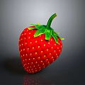 Fresh Red Strawberry With Green Leaves And Shiny Surface On Dark Background