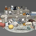 Modern Doll Ornaments Pillow Toy Carpet Children's Tent Lazy Sofa Combination 3d model