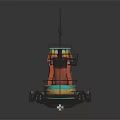 Vibrant Painted Wooden Boat Featuring Upper Deck Structure Small Mast And Tire Fenders