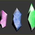Colorful Geometric Crystals in Pink Blue Green with Shiny Surface and Dark Background