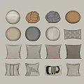 Various Decorative Throw Pillows With Neutral Tones Woven Textures And Striped Patterns 3d model