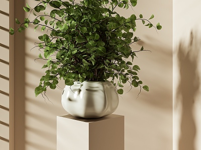 green plant potted plant model