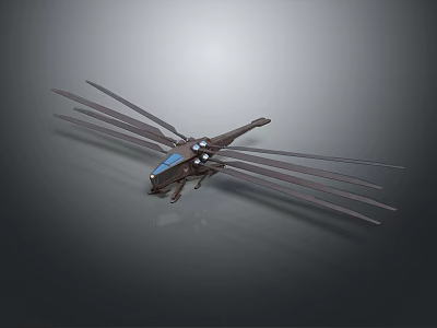 Futuristic Aircraft Design with Multiple Long Rotors and Aerodynamic Fuselage Structure 3d model