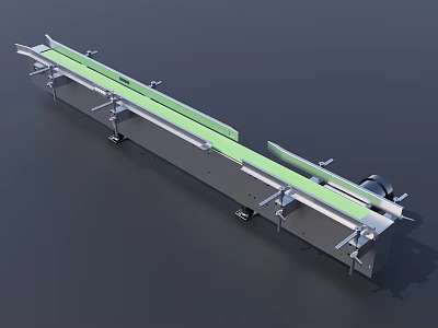 Industrial Conveyor Belt System With Green Belt Metal Frame Mobile Wheels And Drive Mechanism 3d model
