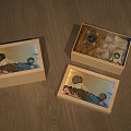 Wooden Jewelry Boxes With Mountain Moon Cherry Blossom Design And Watches Inside
