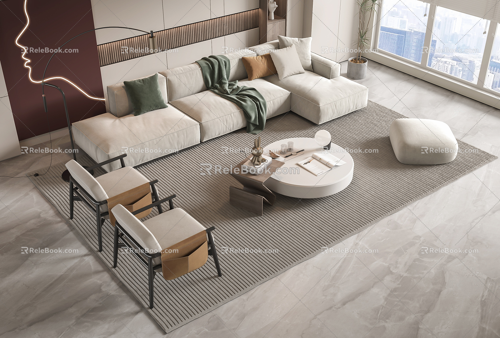 Modern Sofa Coffee Table Combination Sofa Combination 3d model