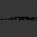 Futuristic High Tech Weapon With Metallic Design Blue Glowing Parts And Reflective Surface