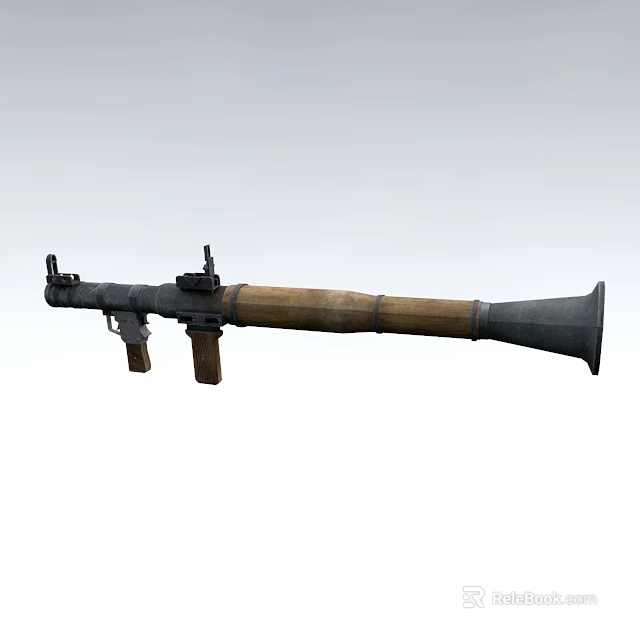 Military Rocket Launcher With Wooden Section Metal Components And Flared Muzzle 3d model