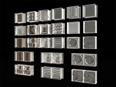 Various Modern Glass Partitions With Intricate Patterns And Decorative Styles 3d model