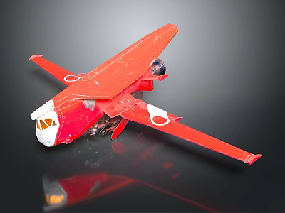 Vibrant Red Airplane Model With Detailed Wings And Shiny Fuselage 3d model